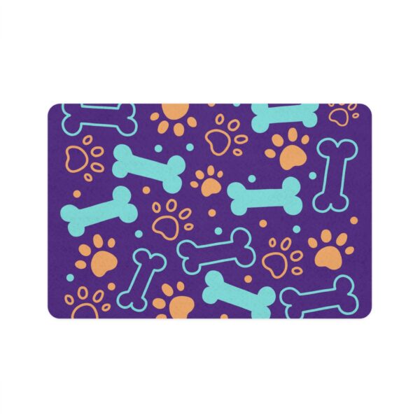 Bone & Paw Print Design Food Mat  (12x18) - Purple
