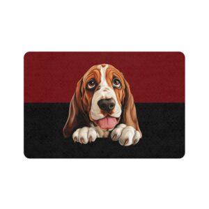 Bassett Hound Food Mat (12x18)  -Garnet/Black
