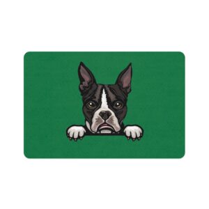 Boston Terrier Pet Food Mat (12x18) - Dark Green
