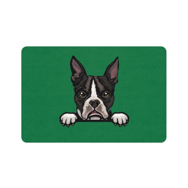 Boston Terrier Pet Food Mat (12x18) - Dark Green