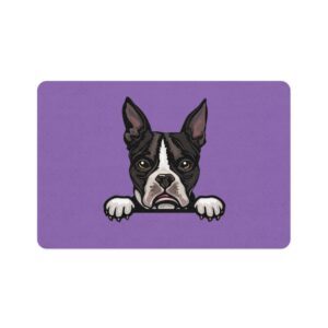Boston Terrier Pet Food Mat (12x18) - Light Purple