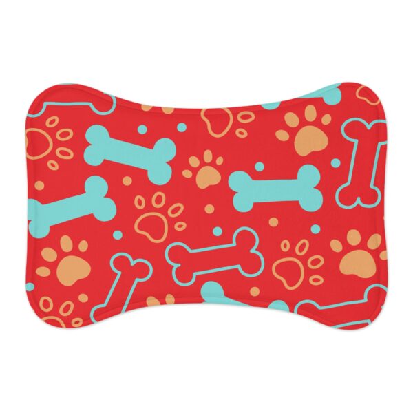 Colorful Pet Feeding Mats with Fun Bones & Paws Design - Red