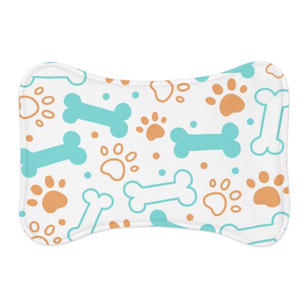 Colorful Pet Feeding Mats with Fun Bones & Paws Design - White