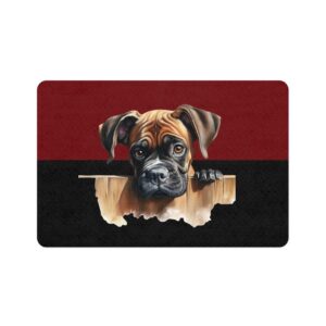 Boxer Pet Food Mat (12x18)  -Garnet/Black