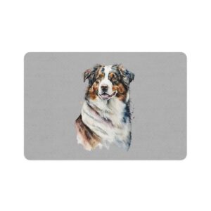 Australian Shepard Pet Food Mat (12x18) - Light Grey