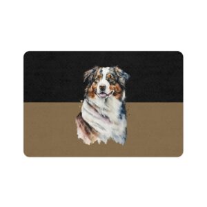 Australian Shepard Pet Food Mat (12x18)  -Black/Old Gold