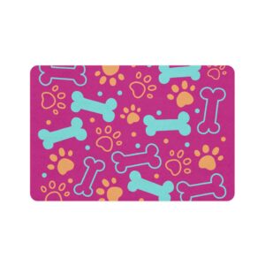 Bone & Paw Print Design Food Mat  (12x18) - Pink