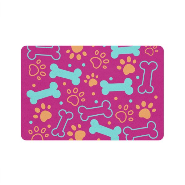 Bone & Paw Print Design Food Mat  (12x18) - Pink