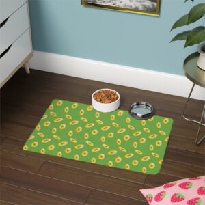 Vibrant Pet Food Mat - 12x18 Non-Slip Design for Cats and Dogs-Green