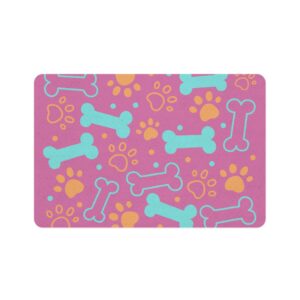 Bone & Paw Print Design  Food Mat  (12x18) - Light Pink